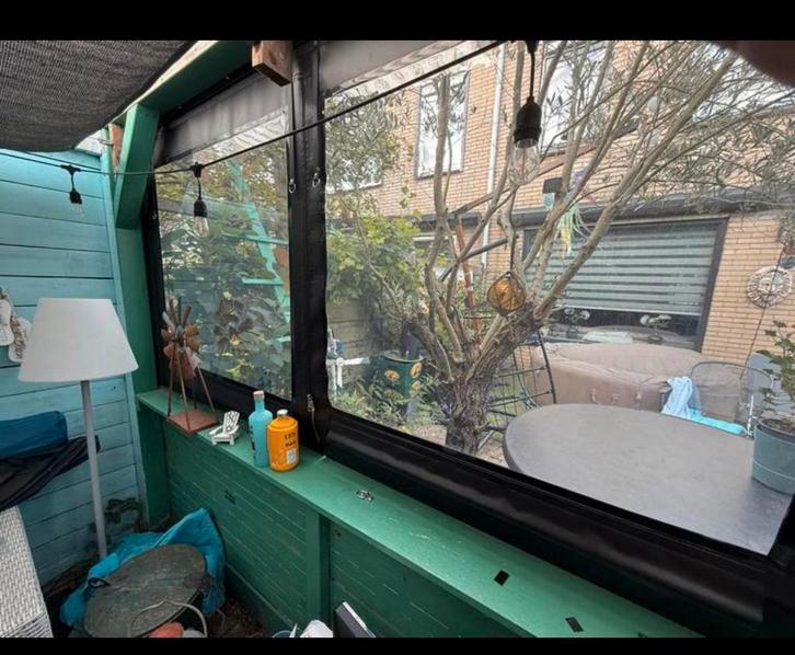 Verandazeil/ overkappingszeil raamgedeelte 248x128 cm, Tuin en Terras, Tuinhuizen, Zo goed als nieuw, 2 ramen, Ophalen