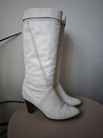 Vintage witte leren laars met hoge hak maat 37, Hoge laarzen, Wit, Ophalen of Verzenden, Vintage