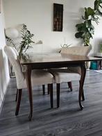 Antieke uitschuifbare eettafel met 4 stoelen, Ophalen of Verzenden