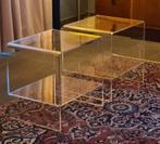 2 plexiglas bijzettafeltjes '70 Mid-Century, Ophalen, Rechthoekig, Minder dan 55 cm, 45 tot 60 cm