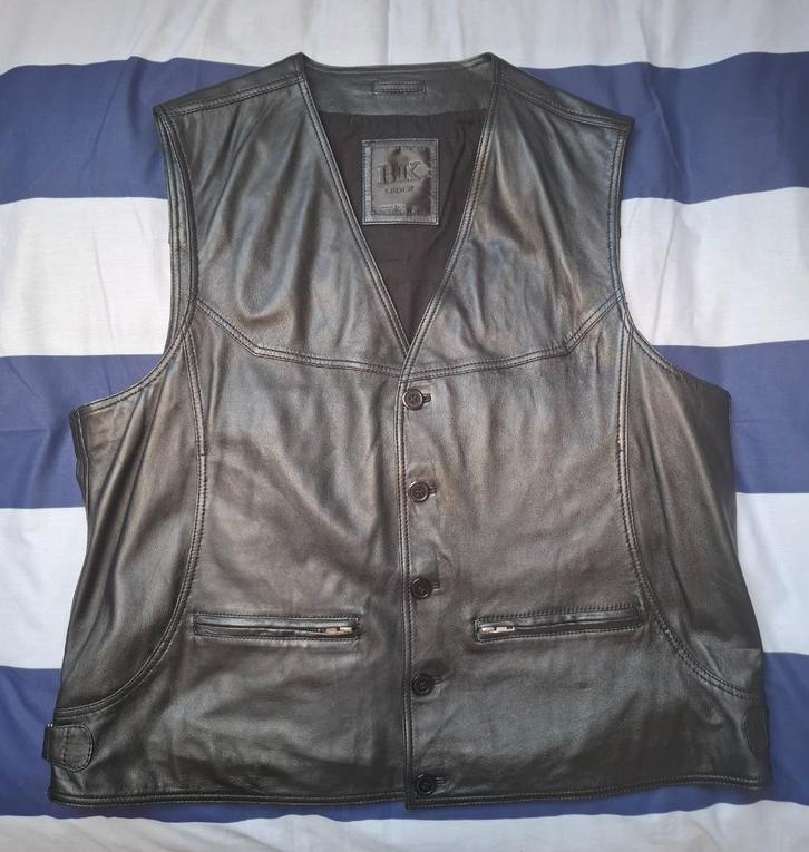 Gilet lamsleer BK Leder, Kleding | Heren, Kostuums en Colberts, Zo goed als nieuw, Maat 56/58 (XL), Zwart, Ophalen of Verzenden