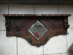 Oude kapstok hout met spiegel, Wandkapstok, Gebruikt, Ophalen of Verzenden, Minder dan 100 cm