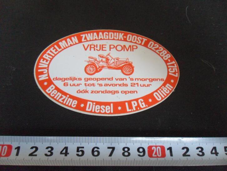 sticker zwaagdijk-oost nj vertelman vrije pomp benzine lpg, Verzamelen, Stickers, Zo goed als nieuw, Bedrijf of Vereniging, Ophalen