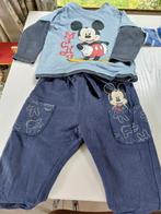 blauwe broek met Mickey en bijpassend T-shirt lange mouw, Kinderen en Baby's, Babykleding | Maat 86, Gebruikt, Disney Baby C&A