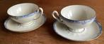 2 MOSA creme kleurig kop en schotels met blauwe /gouden rand, Ophalen of Verzenden, Zo goed als nieuw, Overige stijlen, Kop(pen) en/of Schotel(s)