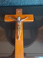 Groot houten kruisbeeld met bronzen corpus, Ophalen of Verzenden