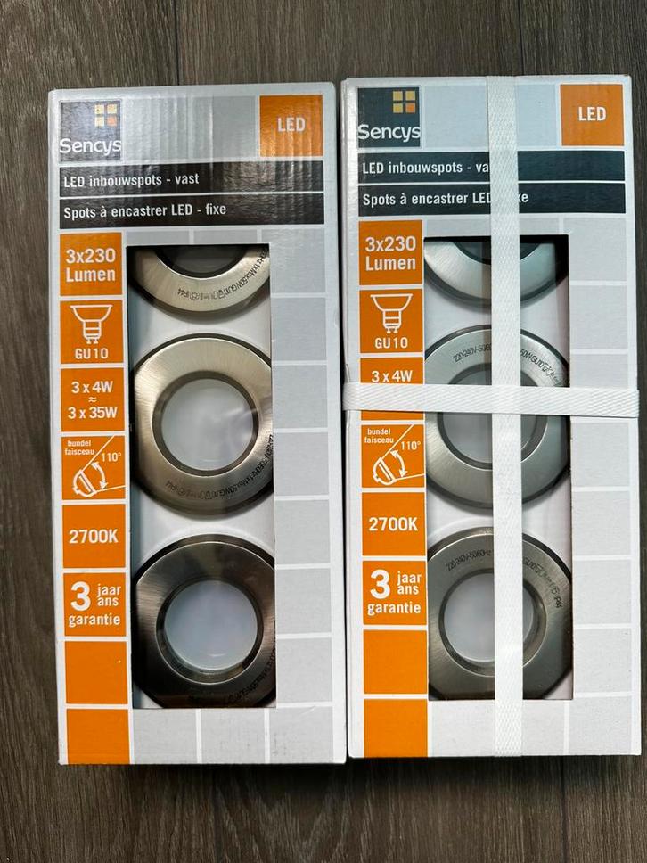 Sencys inbouwspot LED GU10  230 lum 3x4W rond staal - IP44, Huis en Inrichting, Lampen | Spots, Zo goed als nieuw, Led, Ophalen of Verzenden