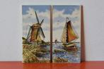 Set van 2 retro vintage antieke tegels - Oudhollands decor, Ophalen of Verzenden