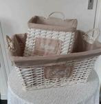 2 Witte Rieten Manden met Bekleding, Mand, Ophalen of Verzenden, Zo goed als nieuw, Riet