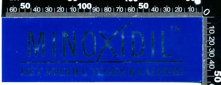 Sticker: Minoxidil - Het middel tegen kaalheid, Verzamelen, Stickers, Zo goed als nieuw, Bedrijf of Vereniging, Ophalen of Verzenden