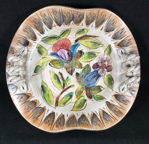 Bequet vintage design keramiek mand schaal bloemmotief, Antiek en Kunst, Antiek | Keramiek en Aardewerk, Verzenden
