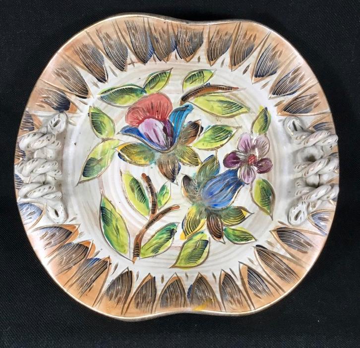 Bequet vintage design keramiek mand schaal bloemmotief, Antiek en Kunst, Antiek | Keramiek en Aardewerk, Verzenden
