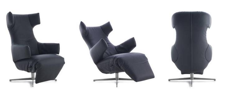 LEOLUX DESIGN chaise lonque - relax-electrisch - accu ., Huis en Inrichting, Fauteuils, Zo goed als nieuw, Leer, Minder dan 50 cm