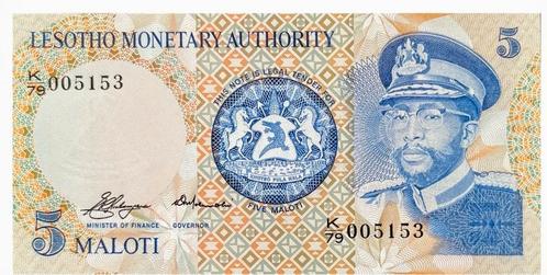 Lesotho, 5 Maloti, 1979, UNC, p2#, Postzegels en Munten, Bankbiljetten | Afrika, Los biljet, Overige landen, Ophalen of Verzenden