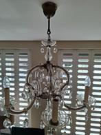 Kroonluchter kristal rond 1920, met 5 lichtpunten., Huis en Inrichting, Lampen | Kroonluchters, Ophalen, Gebruikt, Glas, Klassiek