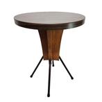 Ronde design tafel op metalen poten, Huis en Inrichting, Tafels | Sidetables, Ophalen, Overige materialen, Gebruikt, 50 tot 100 cm