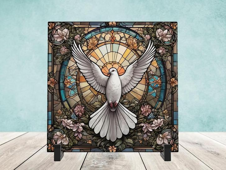 Duif Glas in Lood tegel incl houder, Huis en Inrichting, Woonaccessoires | Overige, Nieuw, Ophalen of Verzenden