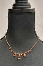 Vintage set sieraden granaat ketting en oorbellen, Gebruikt, Ophalen of Verzenden, Steen of Mineraal, Met edelsteen
