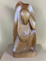 Eiken houten beeld van figuur met gebogen hoofd, Antiek en Kunst, Kunst | Beelden en Houtsnijwerken, Ophalen of Verzenden