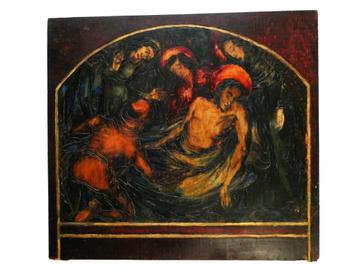 Icoon kruisafneming Jezus Christus gekerfd schilderij 1929 beschikbaar voor biedingen
