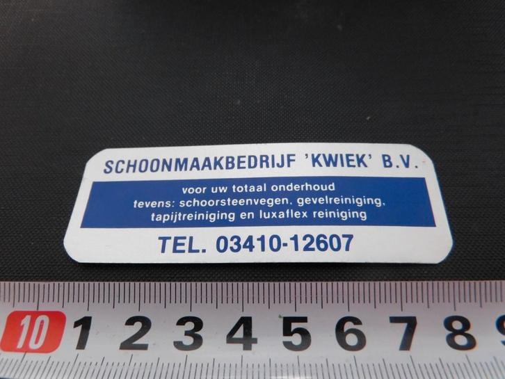 sticker harderwijk schoonmaakbedrijf KWIEK bv *, Verzamelen, Stickers, Zo goed als nieuw, Ophalen