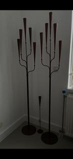 Twee hoge metalen kaarsenstandaard - bronskleurig, Ophalen, Bruin, Nieuw, Kandelaar