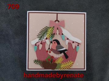 Nr. 709 Handgemaakte kerstkaart vogelhuisje  beschikbaar voor biedingen