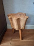 Teak boomstam kruk, Ophalen, Gebruikt, Bruin, Rustiek
