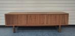 Retro dressoir Stockholm Ikea tv meubel hout fineer walnoot, Gebruikt, ., 150 tot 200 cm, Met klep(pen)