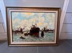 Schilderij Havenzicht te koop inclusief lijst, Ophalen of Verzenden