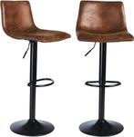 💖️️ ACTIE Trendy Leren Barkrukken Retro Look Cognac, Verzenden, Nieuw, Metaal, 90 cm of meer