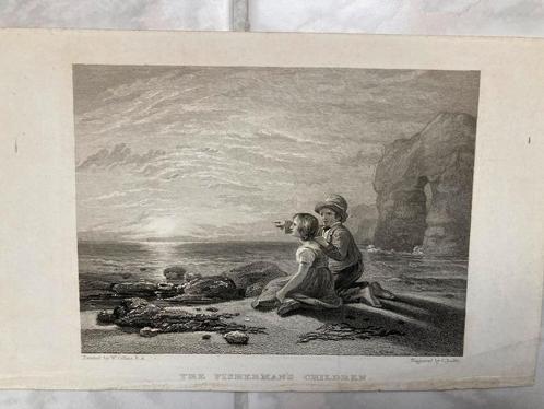 The fisherman's children, W. Collins, gravure C. Rolls, mooi, Antiek en Kunst, Kunst | Etsen en Gravures, Ophalen of Verzenden