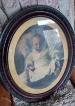 Ovale grote antieke lijst met baby portret, Antiek en Kunst, Ophalen
