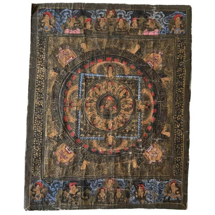 Traditionele Nepalese mandala thangka, Huis en Inrichting, Woonaccessoires | Boeddhabeelden, Gebruikt, Ophalen of Verzenden