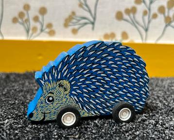 Lorenz houten egel egeltje op wielen blauw herfst beschikbaar voor biedingen