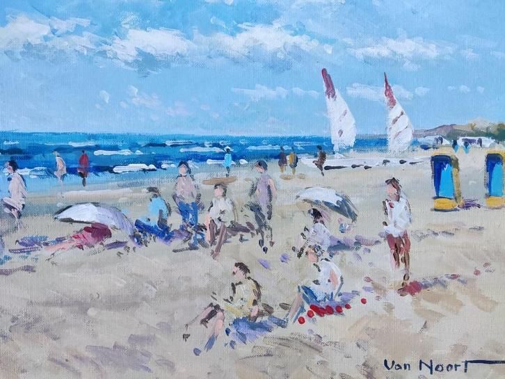 Alexander van Noort (1953) - Strandgezicht bij Zandvoort, Antiek en Kunst, Kunst | Schilderijen | Klassiek, Ophalen of Verzenden
