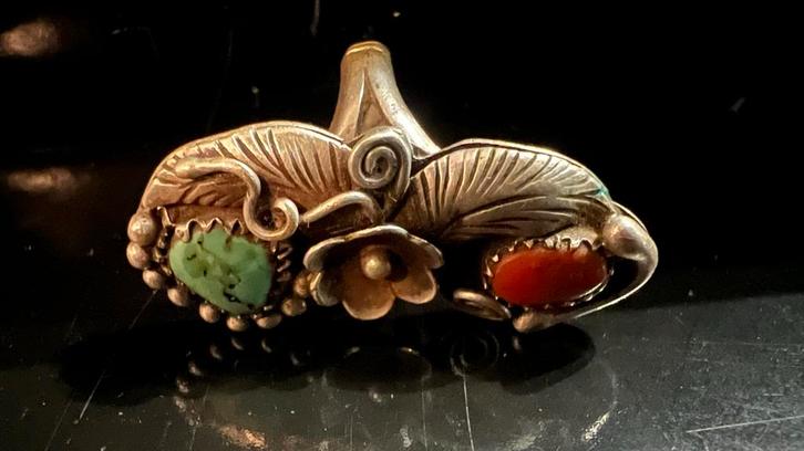 Old Pawn Navajo sterling zilveren ring, Sieraden, Tassen en Uiterlijk, Ringen, Gebruikt, Dame of Heer, 18 tot 19, Zilver, Met edelsteen