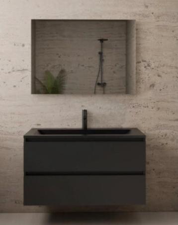 Badkamermeubel mat zwart 100x46 cm beschikbaar voor biedingen