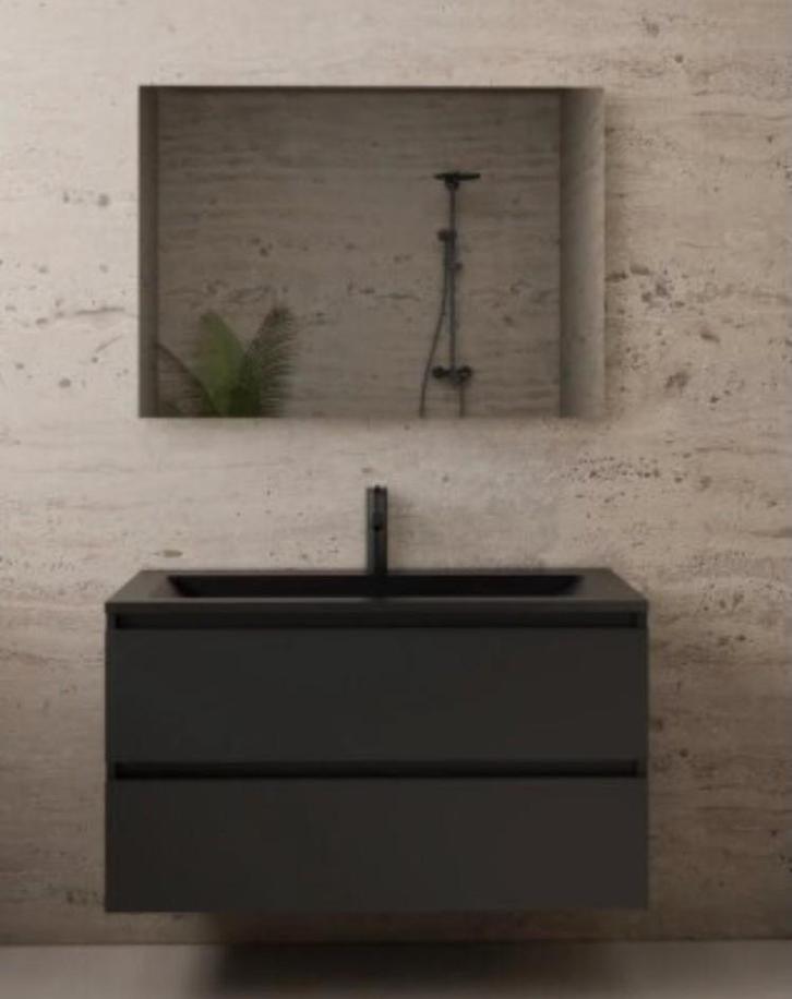 Badkamermeubel mat zwart 100x46 cm, Huis en Inrichting, Badkamer | Badkamermeubels, Nieuw, Wastafelkast, Minder dan 100 cm, 50 tot 100 cm