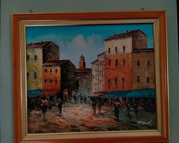 Schilderij St. Tropez, Antiek en Kunst, Kunst | Schilderijen | Klassiek, Ophalen of Verzenden