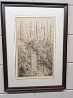 Litho met een Beekje in het Bos  Ina Rahusen, Ophalen of Verzenden