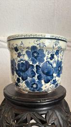 Antieke Delftsblauwe Bloempot, Tuin en Terras, Bloempotten, Ophalen of Verzenden, Rond, Minder dan 25 cm