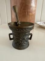 Antieke messing vijzel met stamper “…an linck anno 1590”, Antiek en Kunst, Ophalen of Verzenden