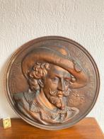 Rubens koper brons groot rond koperen wandbord met reliëf, Antiek en Kunst, Antiek | Wandborden en Tegels, Ophalen of Verzenden