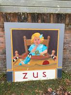 Vintage Aap Noot Mies ZUS Schoolplaat - 122x122cm, Ophalen, Overige thema's