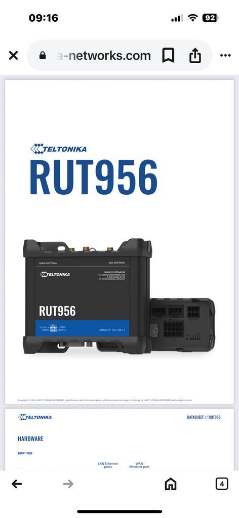 Router RUT956, Computers en Software, Routers en Modems, Zo goed als nieuw, Ophalen of Verzenden