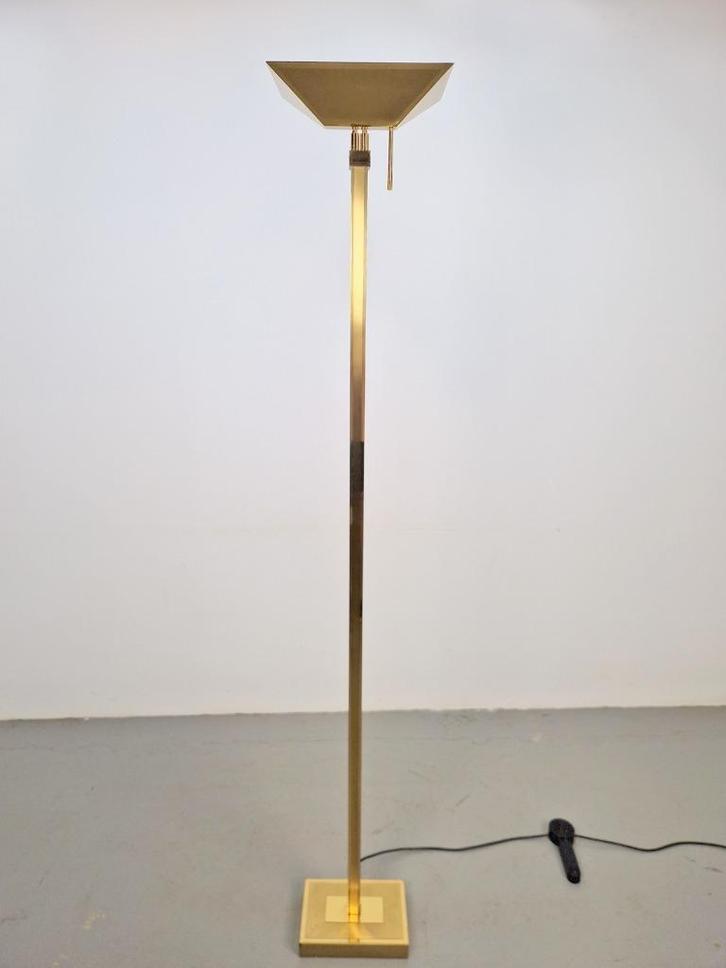 Vintage deknudt vloerlamp messing regency uplight belgie ´70, Huis en Inrichting, Lampen | Vloerlampen, Gebruikt, 150 tot 200 cm