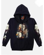 hoodie met rits, indiaan, wolf, adelaar, western, man, biker, Zwart, Hoodie met rits, Nieuw, Overige maten