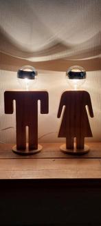 Set adam eve donna uomo hij zij incl lamp 40cm hoog setprijs, Ophalen of Verzenden, Zo goed als nieuw, Hout, Minder dan 50 cm