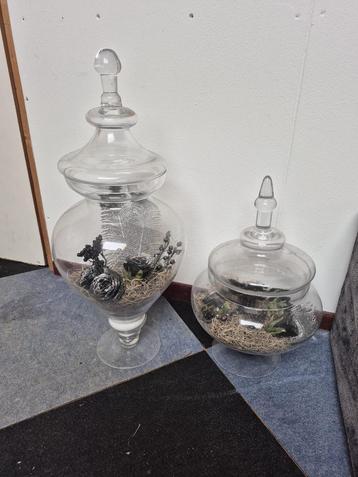 Set met 2 glazen potten met deksel - kerst  beschikbaar voor biedingen